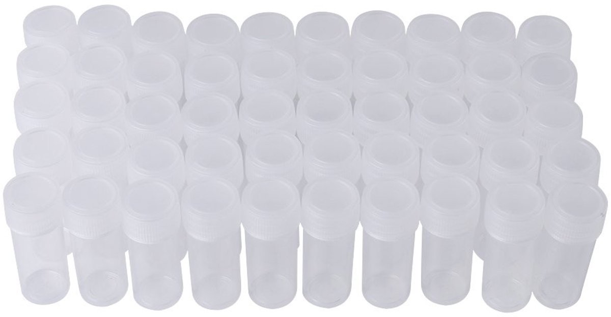 Dailygoods- Sample Vials 5ML - 50 Stuks - Plastic Testbuizen - Transparante Flesjes - Goede Sluiting - Steriel en Hygiënisch - Test Tubes