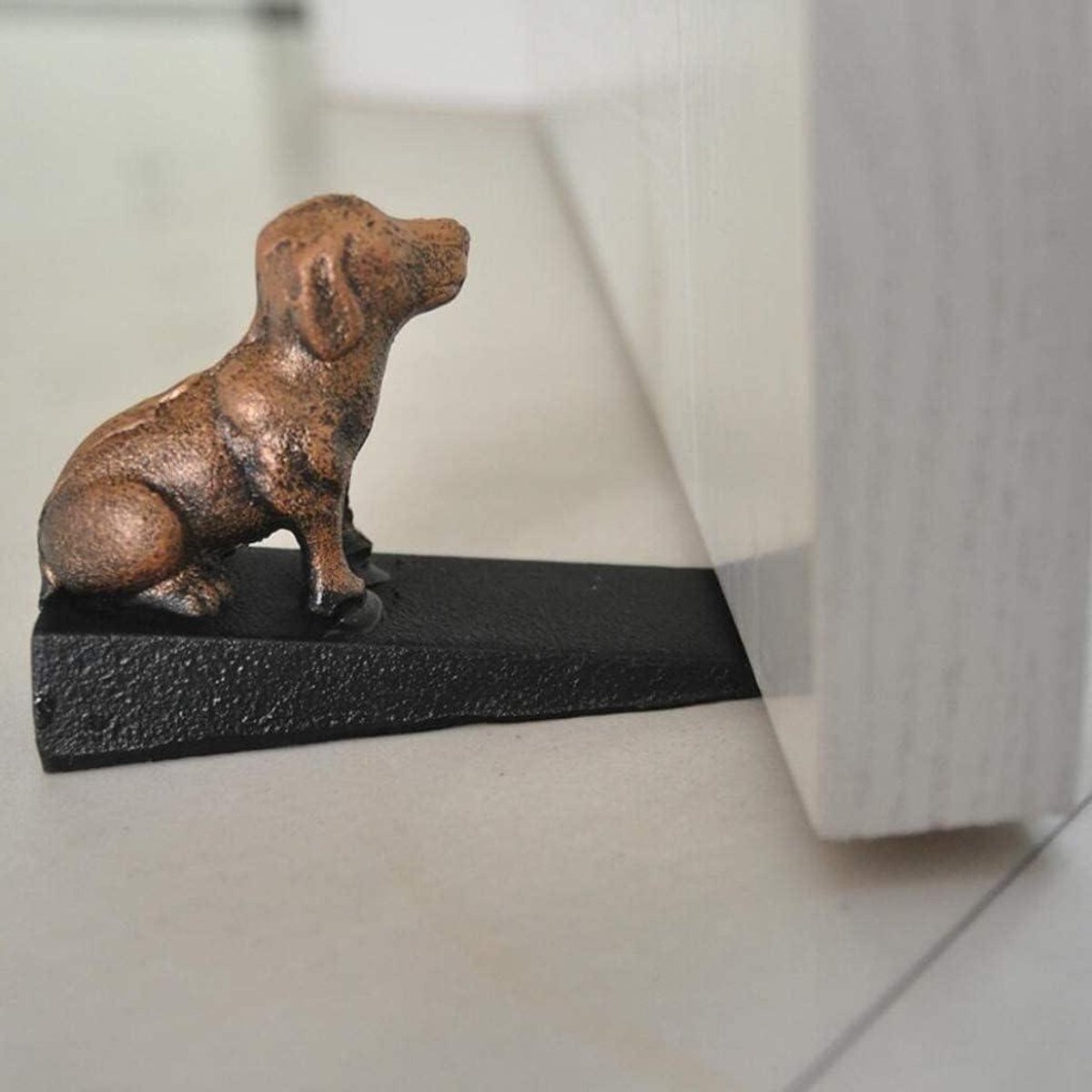 Decoratieve Deurstop - Honden Stopper - Deur Open Houden - Gietijzeren Constructie - 15 x 10 cm - Zwart