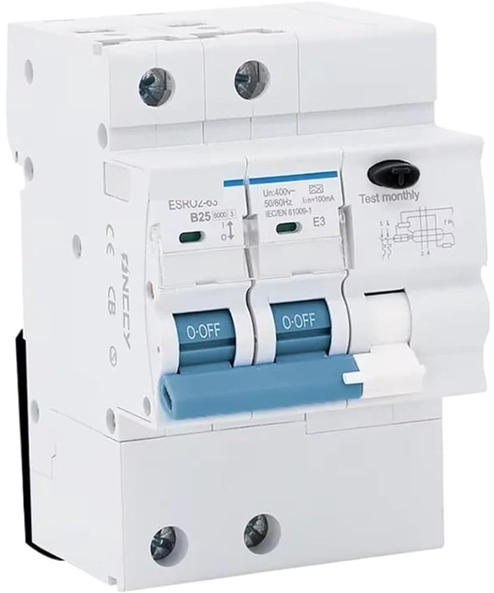 Aardlekschakelaar - Stroomonderbreker - Elektrische beveiliging - Magnetisch type A - 16A tot 40A - Grijs