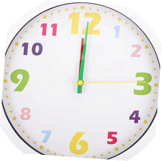 Wandklok Kinderen - Leerklok Kleuters - Leren Kijken - Stille Scanactie - 24.5 cm - Wit — afbeelding 4