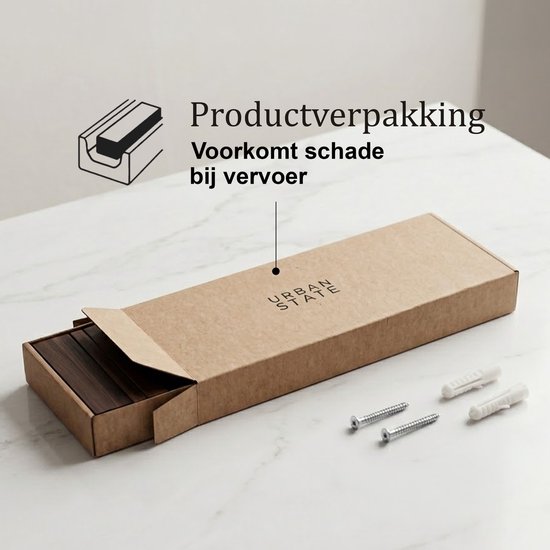 Bruine kartonnen verpakking met haken van Urban State, voorkomt schade bij vervoer.