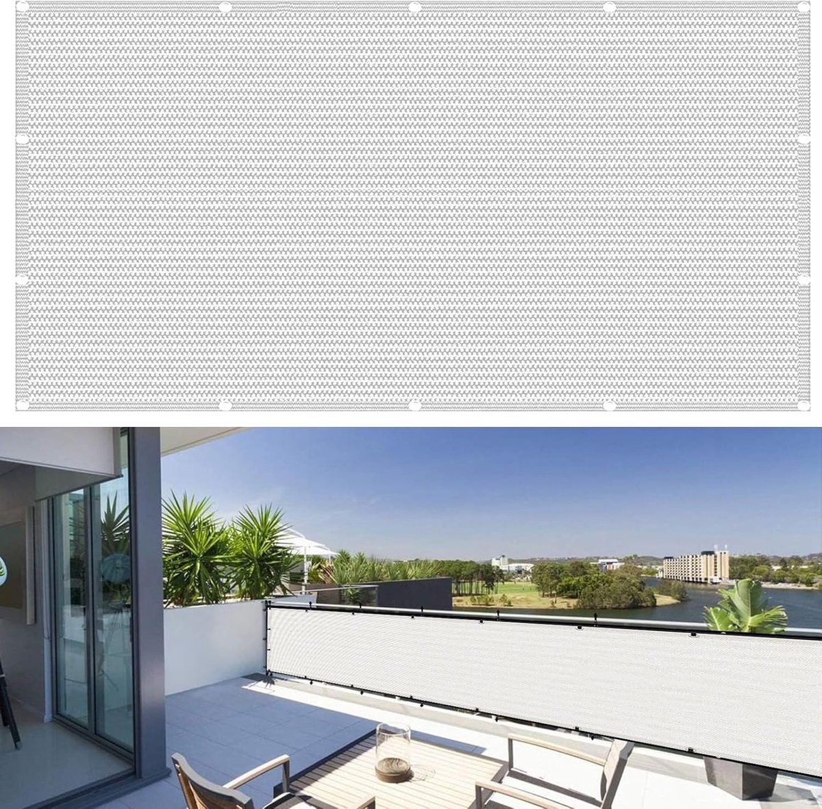 Balkon Privacy Scherm - Inkijk Scherm - Meer Privacy - UV Beschermend - 250x145 cm - Wit