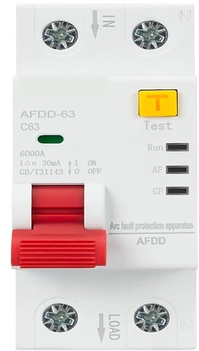 Boogfoutbeschermer - Stroomonderbreker - Veilige Stroomvoorziening - 40A Lekbeveiliging - AC 230V - Grijs