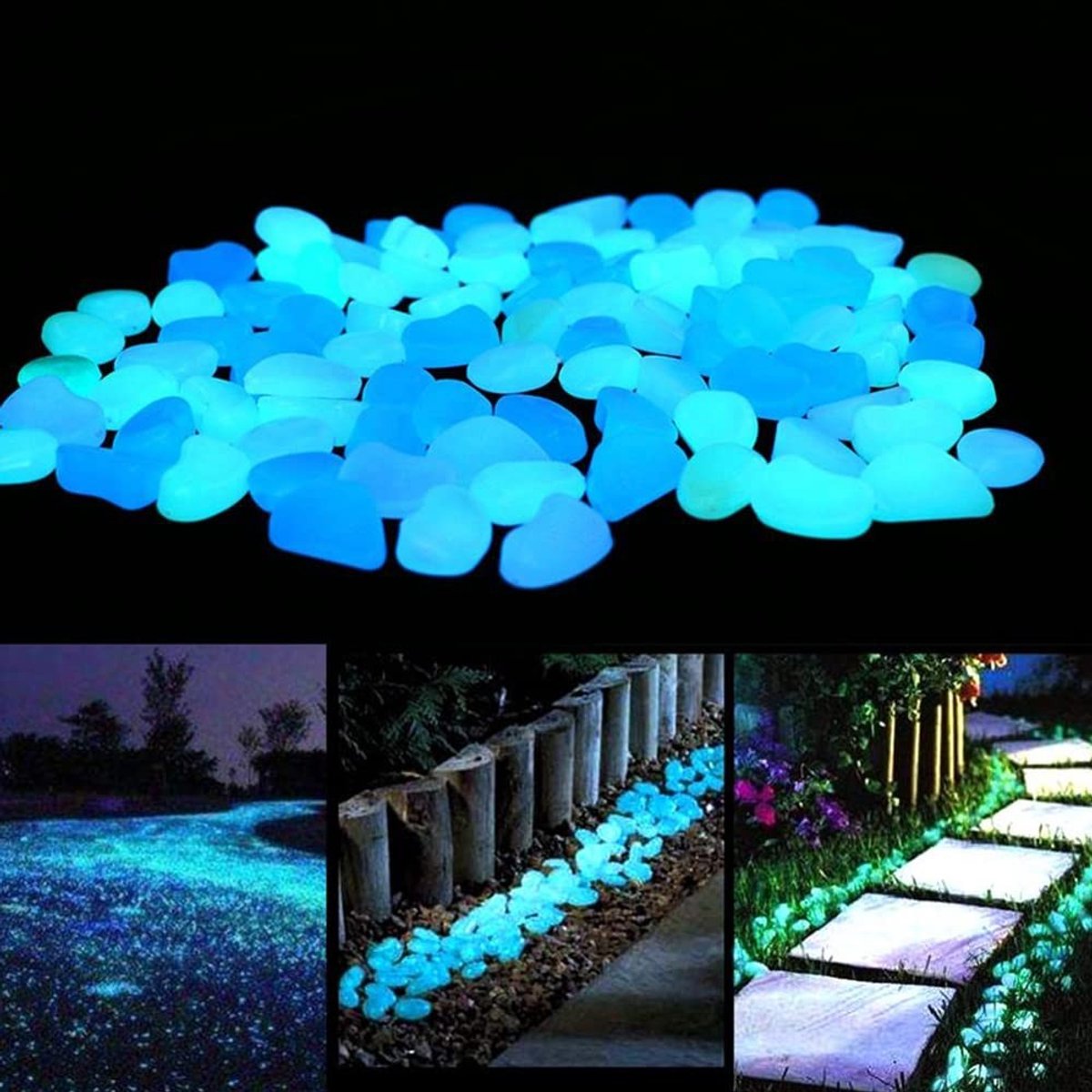 Dailygoods- Lichtgevende Kiezels - Decoratieve Steentjes - Buiten- en Binnendecoratie - Aquarium - Tuinpaden - Ultra Lange Levensduur - Decoratieve Stenen