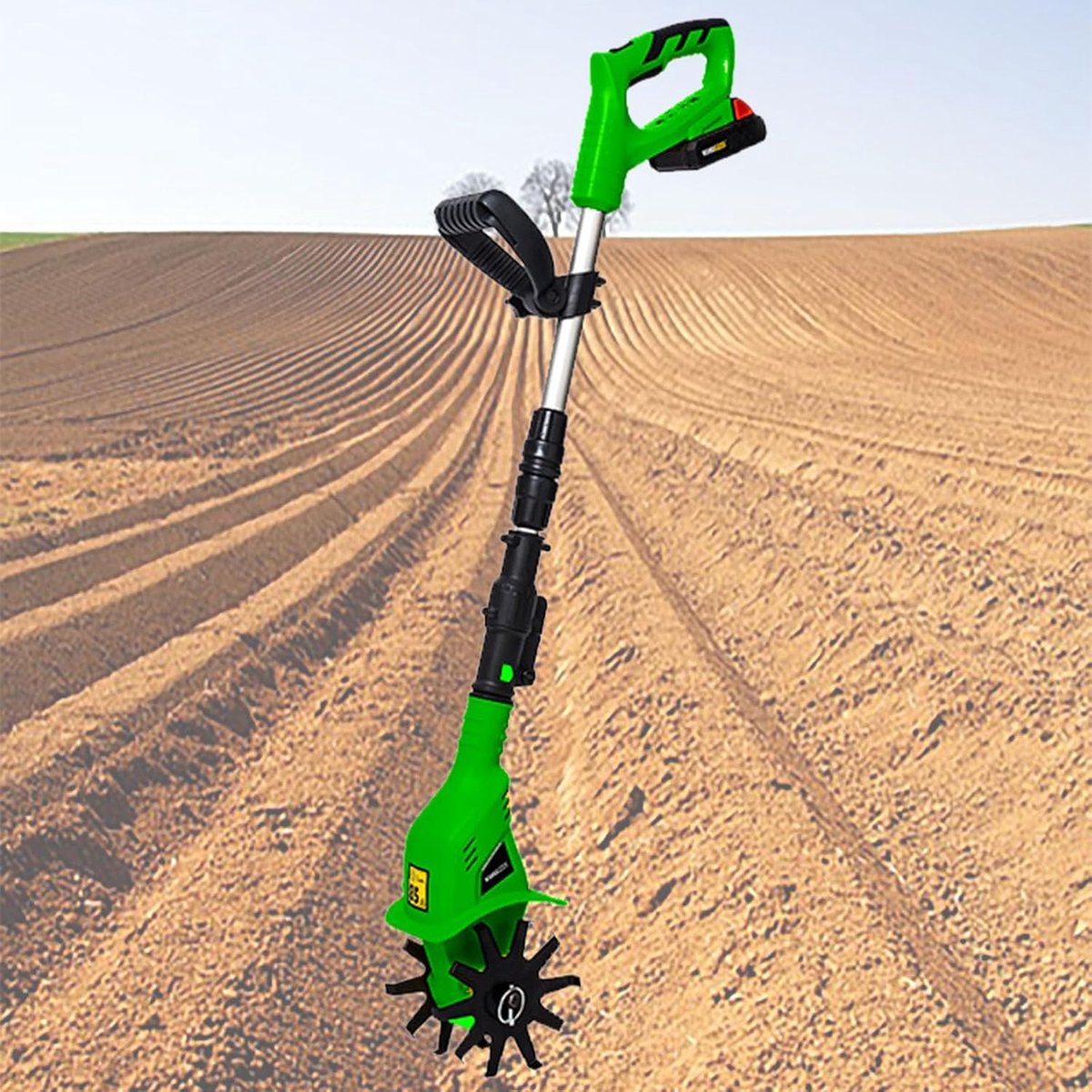 Tuinfrees - Bodemwoeler - Bodem losmaken - Dubbele accu - 10 cm werkbreedte - Groen