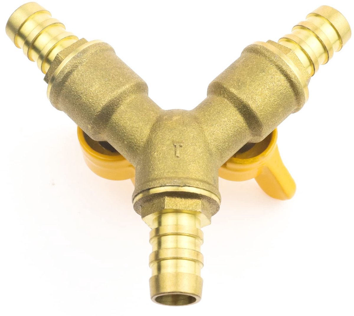 Dailygoods- Kogelklep - 3-Weg Y-Distributor - Messing Verbinding 8mm - Gekleurde Zink Klemmen - Voor Tuinslangen - Corrosiebestendig - Y-verdeler