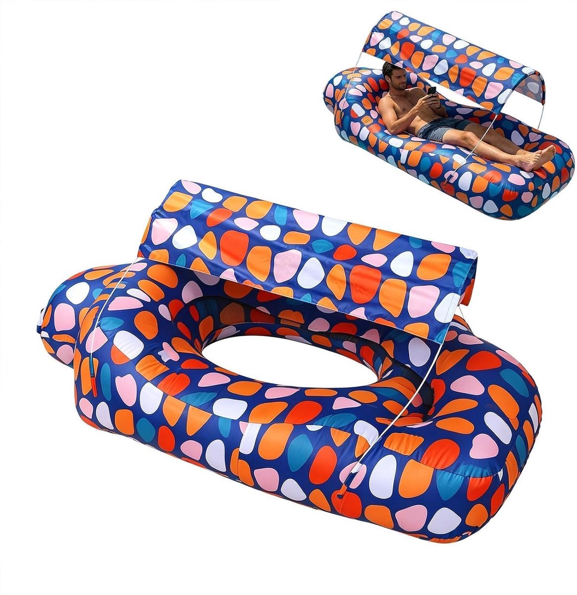 Opblaasbare Lounger - Luchtbank Zonnescherm - Buiten Ontspannen - Geen Pomp Nodig - 190x75 cm - Meerdere Kleuren