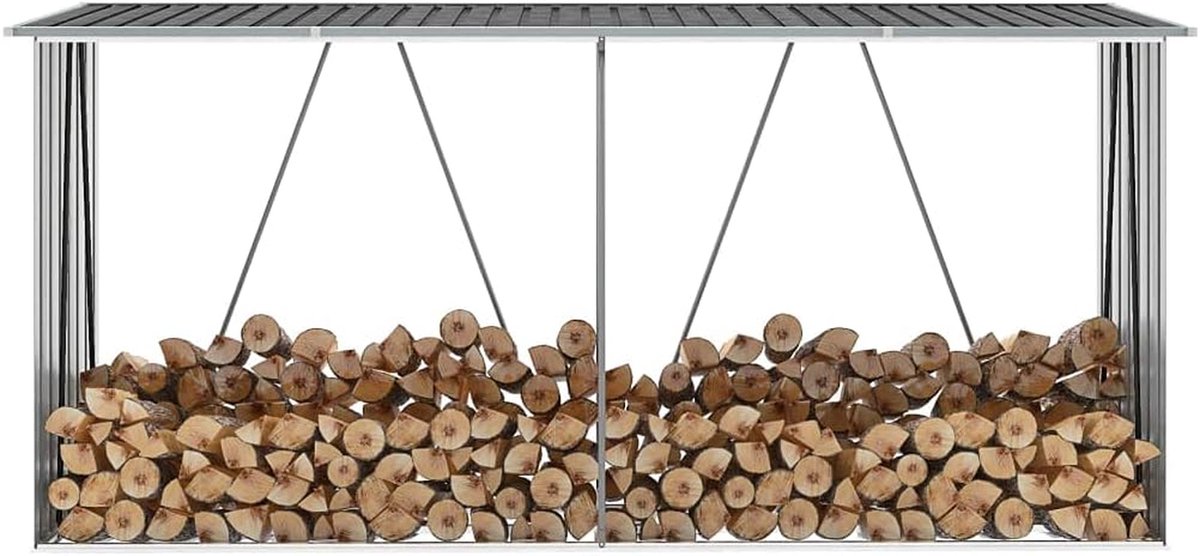 Houten brandhout opslag - Houtopslag rek - Brandhout bewaren - Verzinkt staal constructie - 330 x 84 x 152 cm