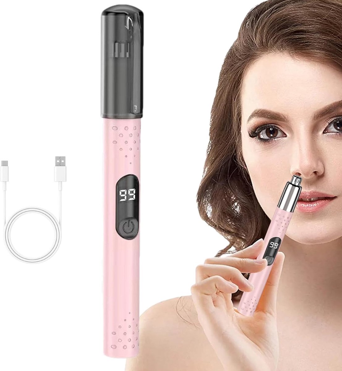 Neus Haren Trimmer - Gezichts Haar Trimmer - Persoonlijke Verzorging - Huidvriendelijk Dubbel Systeem - Compact Formaat - Roze