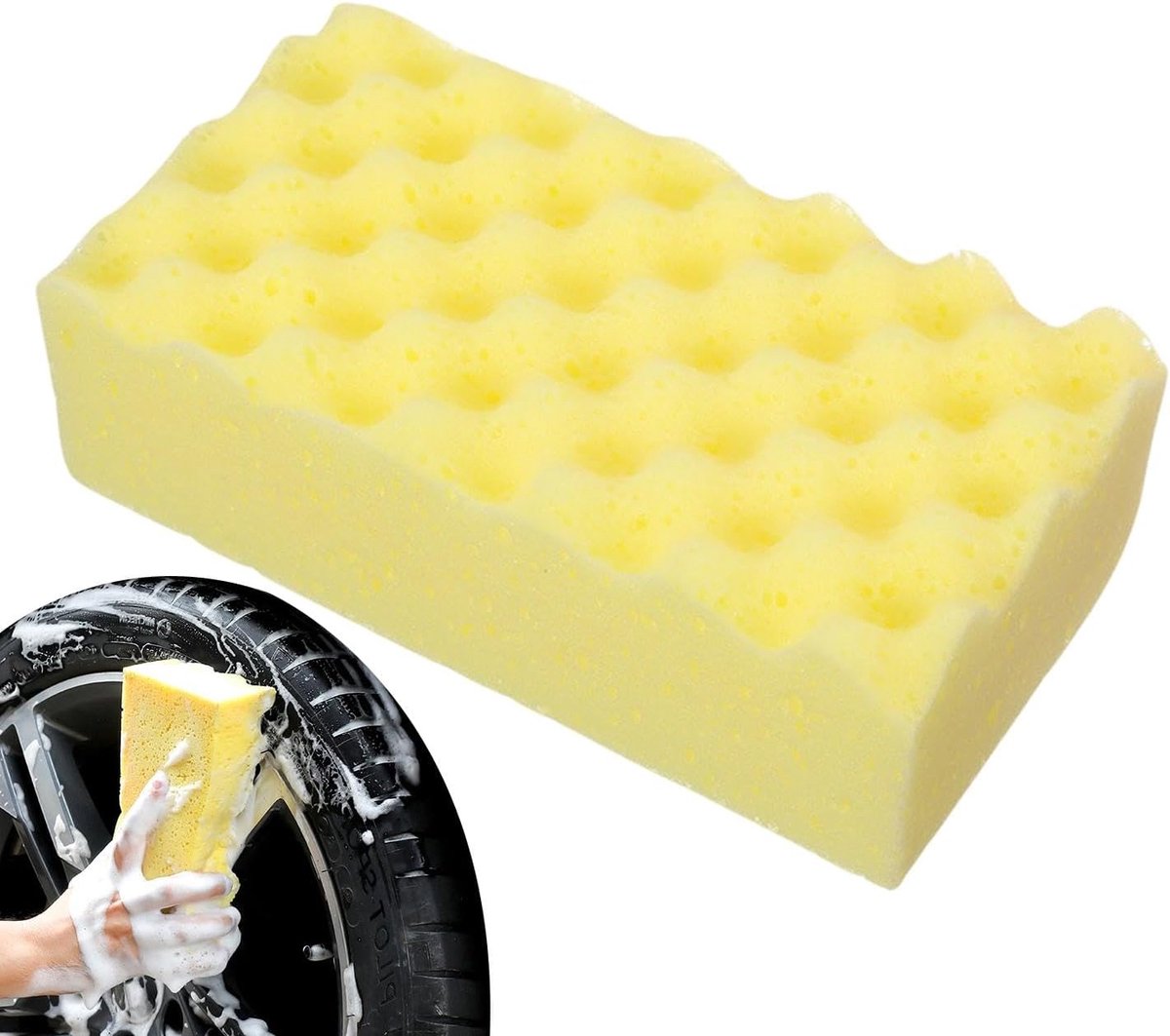 Auto Poetspons - Schuim Waskussen - Auto Reinigen - Extra Dik Schuim - 175 cm - Geel
