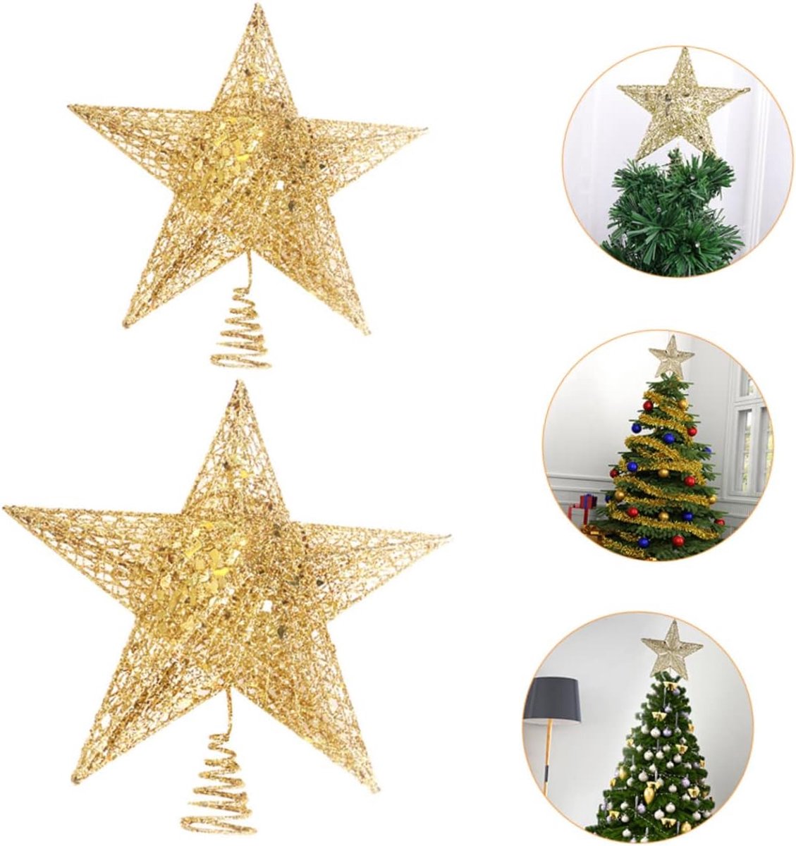 Kerstboom Ster - Boomversiering Top - Feestelijke Decoratie - Glitter Afwerking - 20x20CM - Goud – foto 7