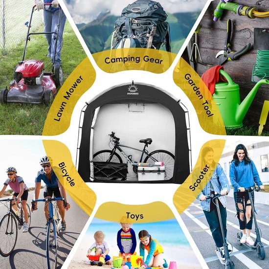 Fietsenstalling - Tentloodsen voor Buiten - Waterdichte Anti-UV Fietsenstalling - Tent - Fiets - Motorfiets - Schuur - Onderdak - Outdoor - Achtertuin - Stalen Frame - PE Cover Rits - Cabine — afbeelding 5