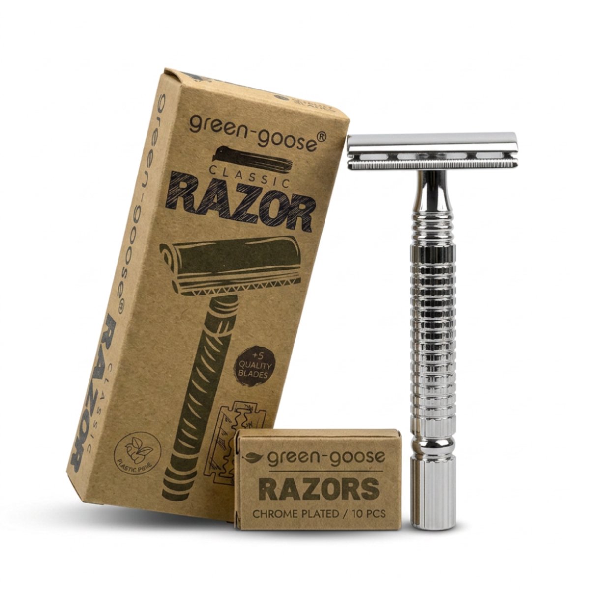 Double Edge Safety Razor Klassiek Scheermes (Gesloten Kam) - Chroom Met Brass Handvat