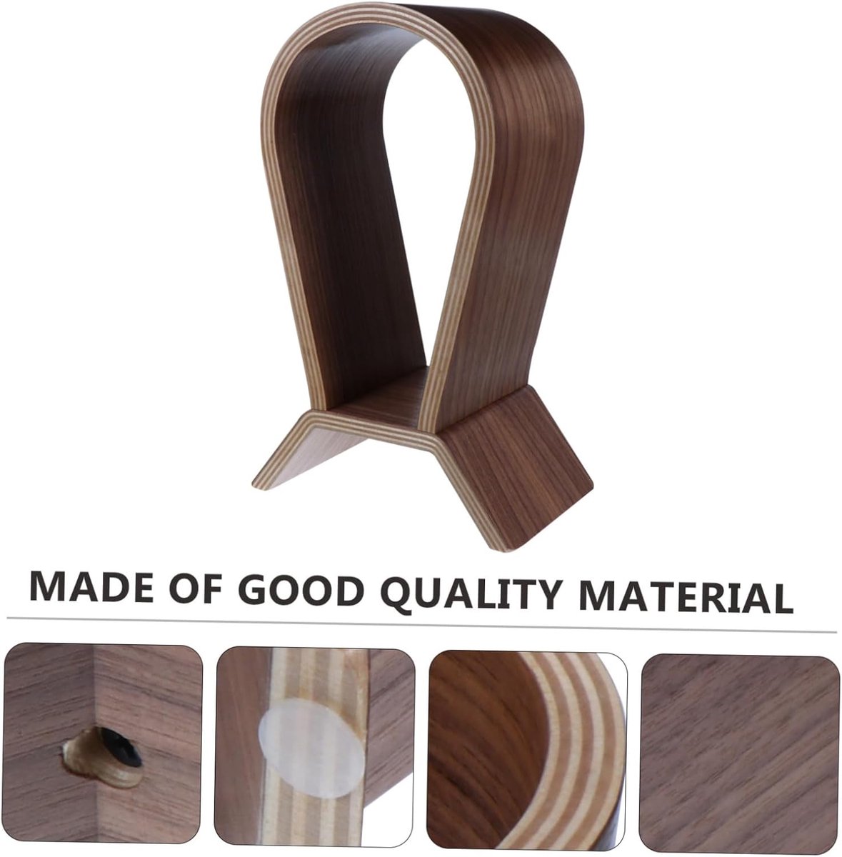 Hoofdtelefoon Standaard - Ophangrek Oortjes - Bureau Organisatie - Massief Hout - 25 x 10 cm - Walnoot — cadeau in Gadgets - foto 7