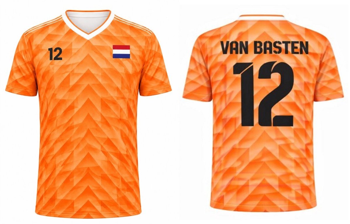 Voetbalshirt EK 1988 Van Basten | Nederlands Elftal | EK 88 / WK Voetbal T-shirt | Oranje sportshirt | Koningsdag | Holland T shirt | Maat 3XL
