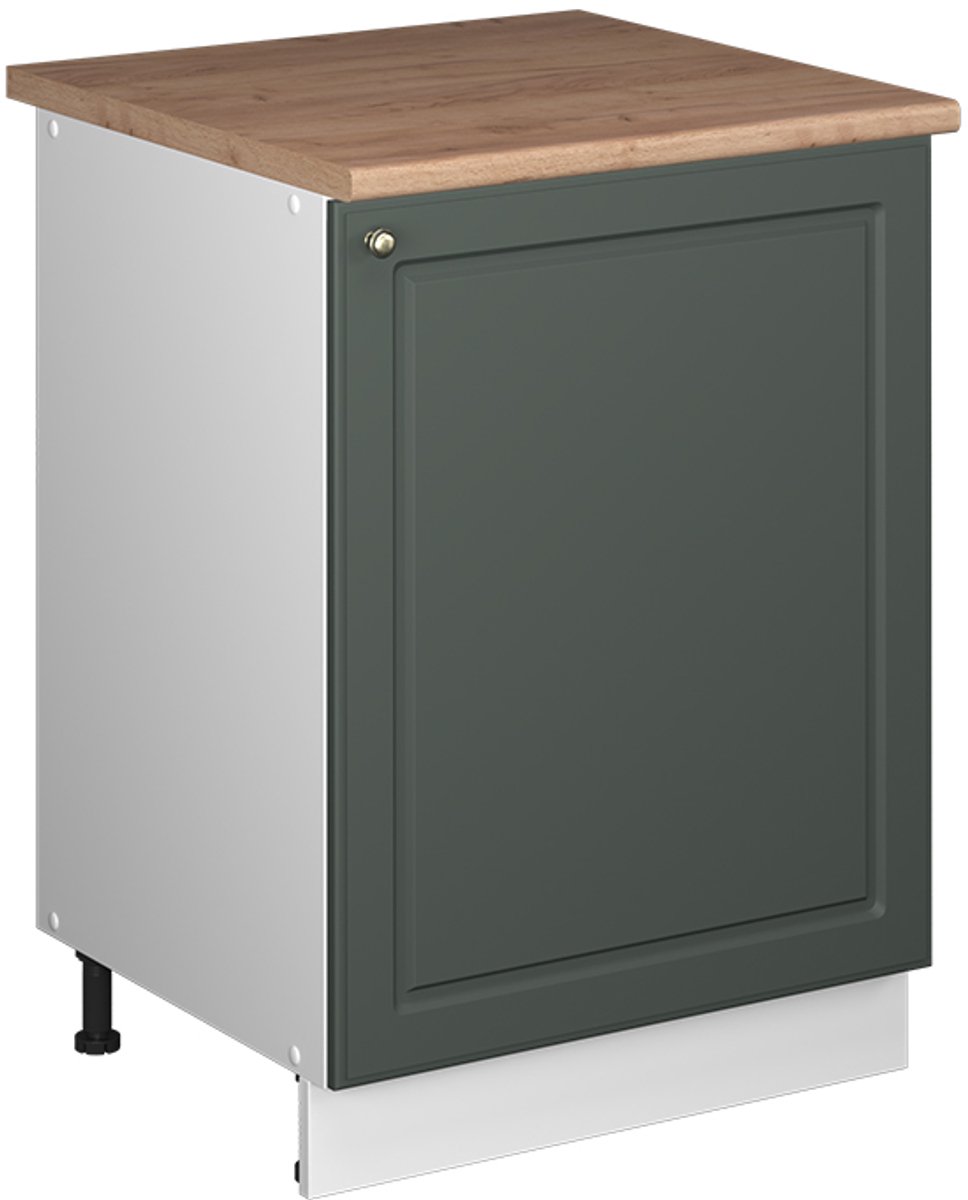 Vicco Keukenonderkast Fame-Line, Groen-Goud Landhuis/Wit, 60 cm 1 deur met werkblad Groen-Goud landelijk/Wit