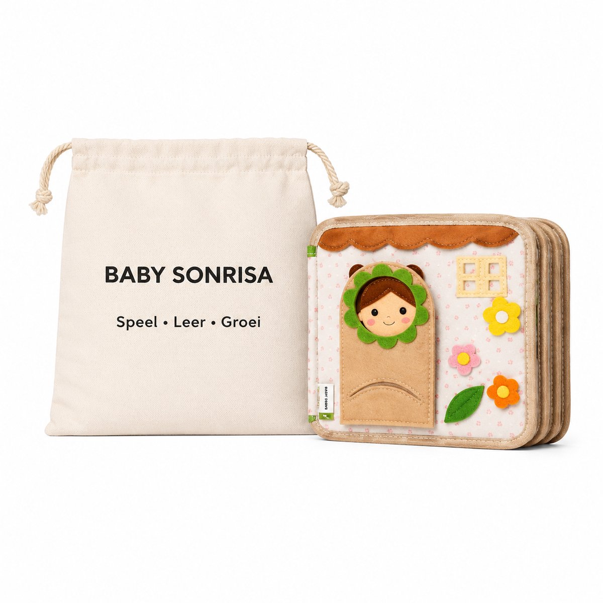 Baby Sonrisa Activiteitenboekje – Montessori Busy Board – Sensorisch Speelgoed - Motoriek Speelgoed – Inclusief Opbergtas – Leeftijd 2 tot 4 Jaar - Speelgoed Meisje