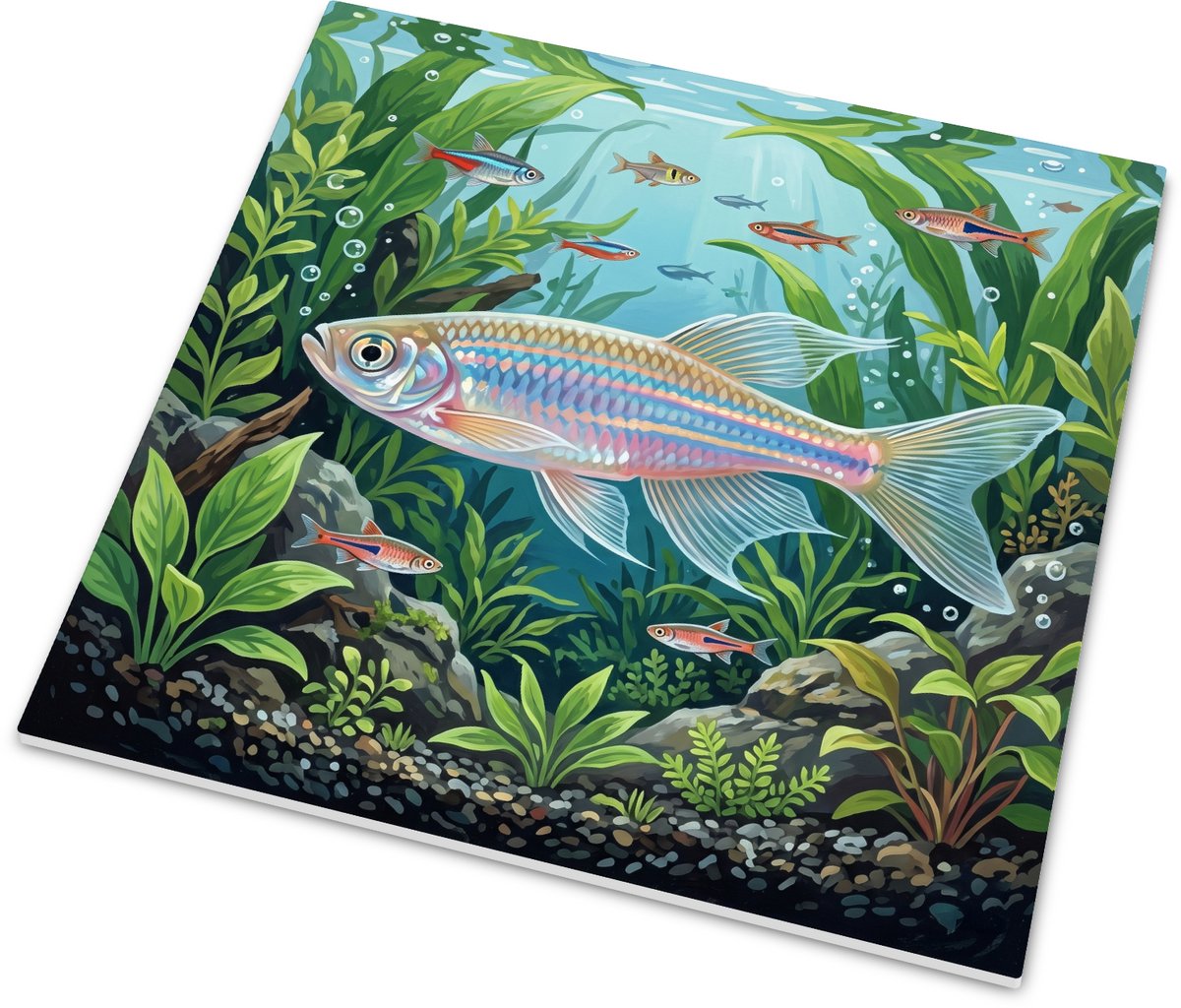 Tegeltje met regenboogvis - Tropisch zoetwater aquarium decoratie