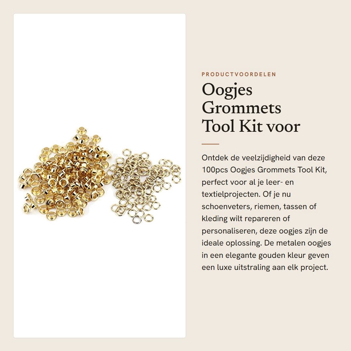 Dailygoods- Oogjes 5mm - Grommets Tool Kit - Metalen Oogjes - Oogjestang Inclusief Oogjes - Voor Lederen Handwerk - Breed Gebruiksgemak