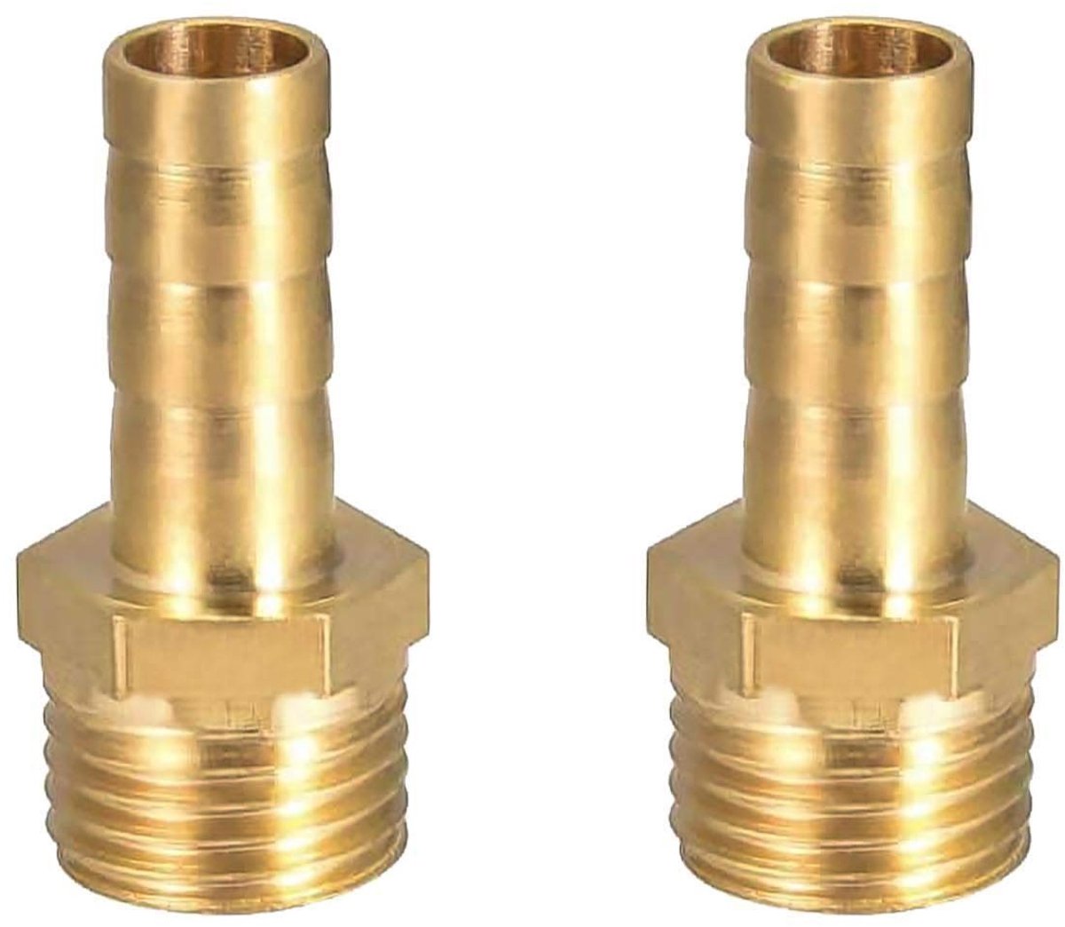 Dailygoods- Slangfitting Messing - 2 Stuks - 8 mm Buisaansluiting - 1/4 Inch Mannelijke BSP Draad - Corrosiebestendig - Voor Water/Gas/Brandstof - Slangaansluiting