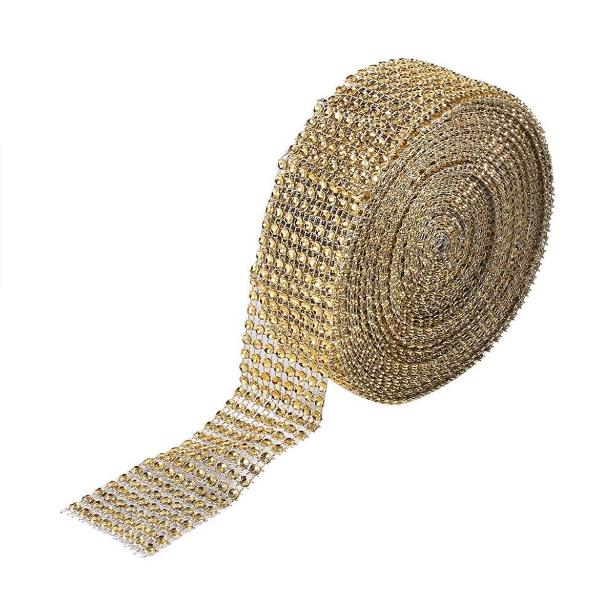 Dailygoods- Strass Lint 8 Rijen - Decoratie Lint - Bruiloften - Verjaardagsdecoratie - 3,5 cm x 10 m - Mesh Band met Gesimuleerde Diamanten - Decoratielint