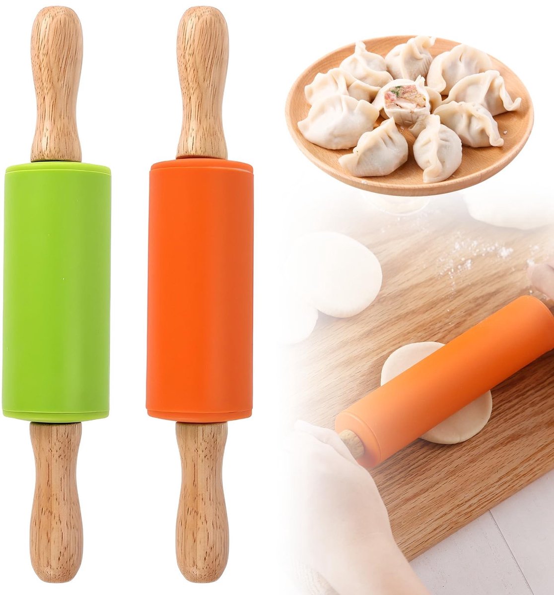 Dailygoods- Deegroller Siliconen - Antiaanbaklaag - Kindvriendelijk - Bakaccessoires - 23,5 cm - Eenvoudig te reinigen - Bakrol