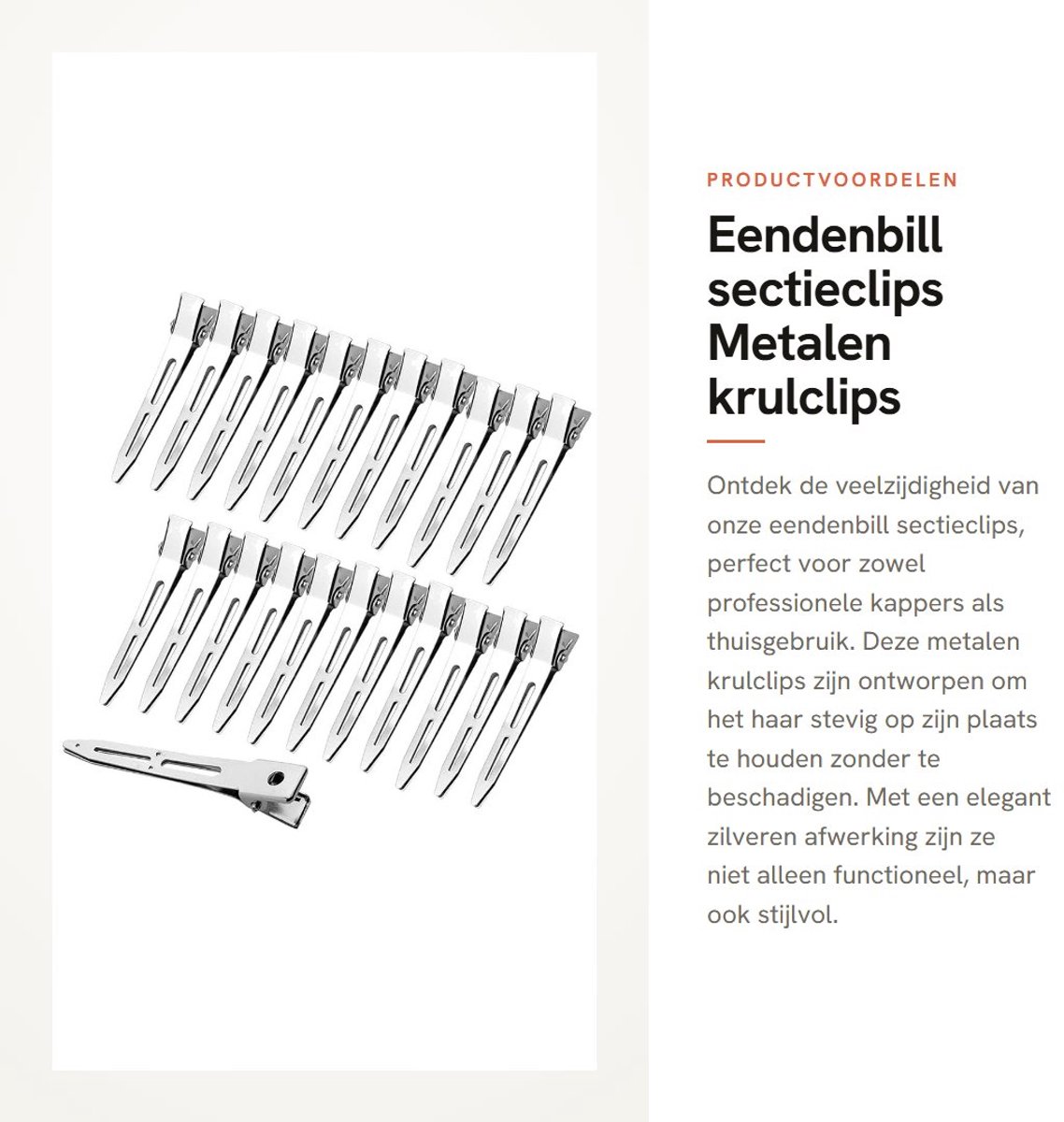 Dailygoods - Eendenbill sectieclips - Metalen krulclips - Stevig en duurzaam - Zilver - Haarspeldjes - Ideaal voor kappers en haarstyling - 50 stuks