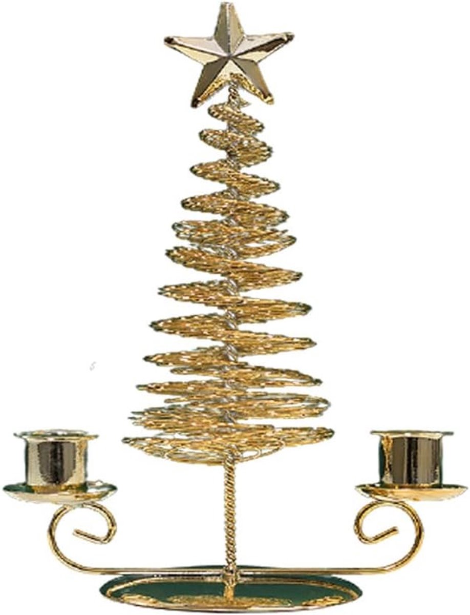 Kandelaar Kaarshouder - Metalen Stand - Feestelijke Decoratie - Uniek Kerstboom Design - 1 Gram - A