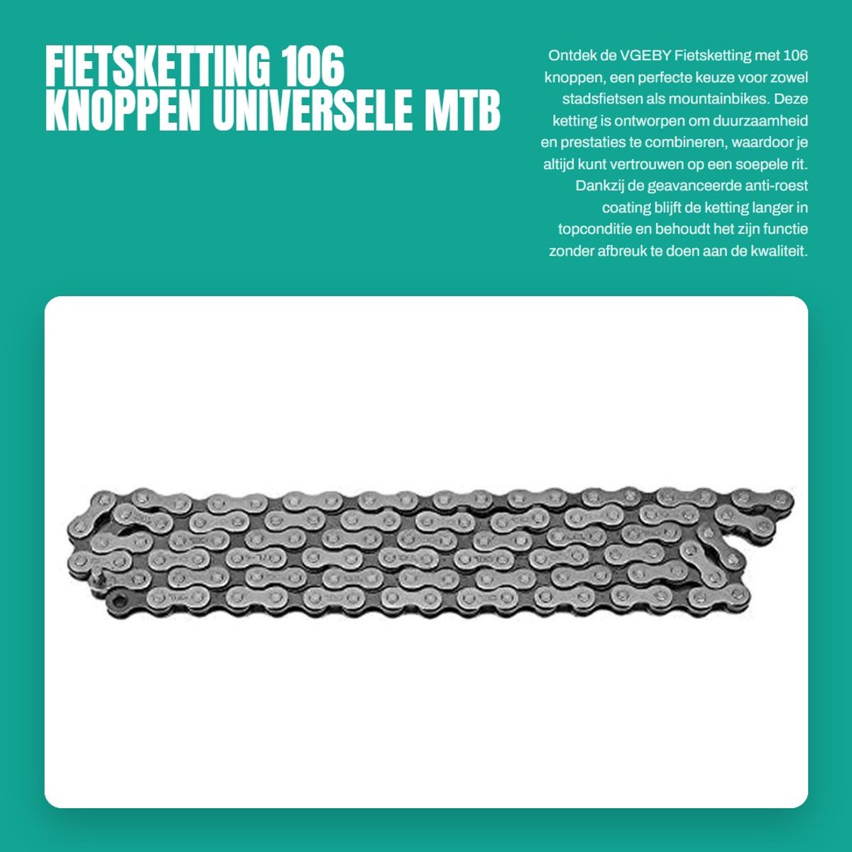 Dailygoods- Fietsketting - Lichtgewicht ontwerp - Roestbescherming - Duurzaam staal - Eenvoudige montage - Geschikt voor één snelheid - Fiets