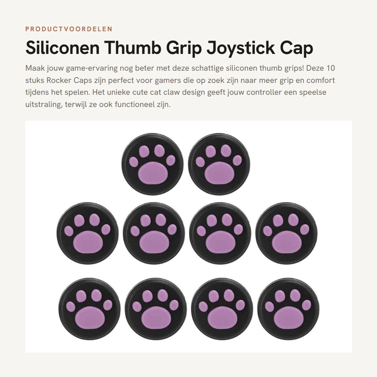 Dailygoods- Thumb Grip - 10 Stuks Siliconen - Rocker Cap - Cute Cat Claw Design - Antislip - Lichtgewicht - Slijtvast - Joystick Cap