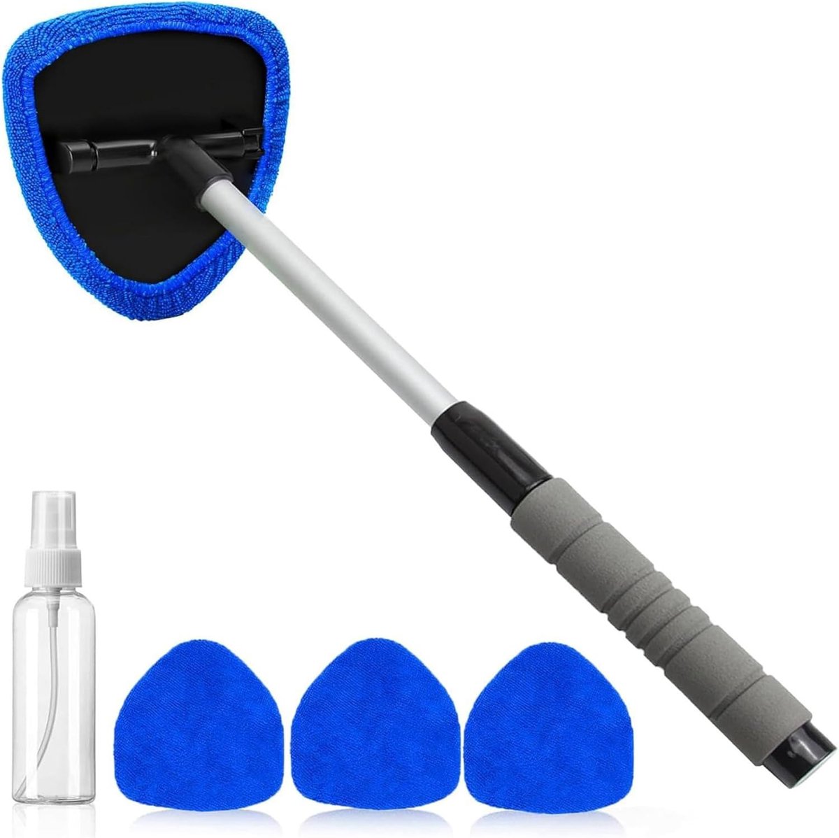 Voorruit Reiniger Borstel - Uitschuifbare Tool - Auto Ramen Wassen - 180° Draaibare Kop - 49 cm - Zwart