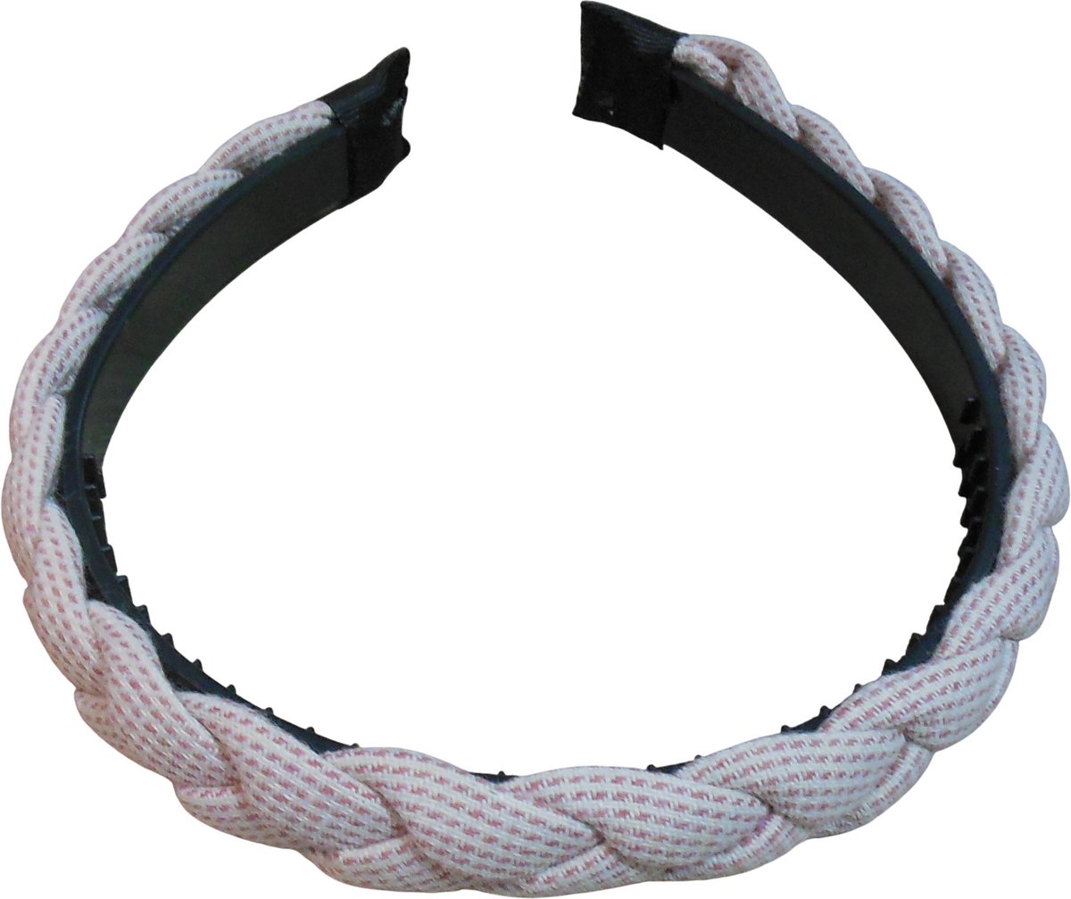 Diadeem gevlochten roze-wit