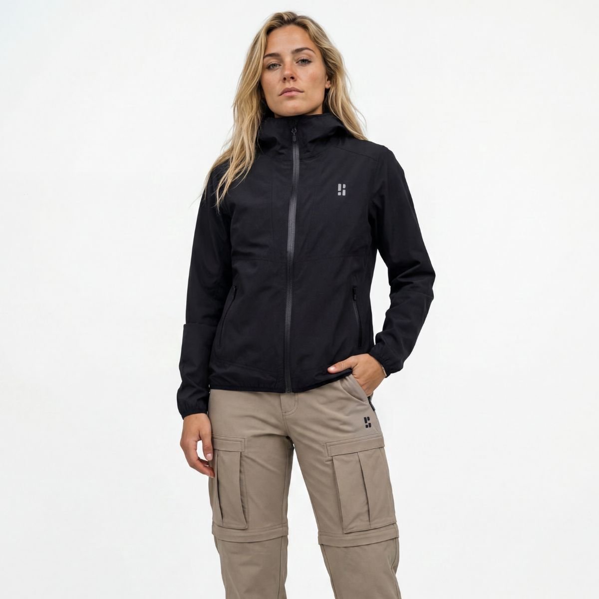 Poederbaas Outdoor Jas Dames SOLX Multi Sport 2.5L Waterdicht en ademend Wandeljas Zwart