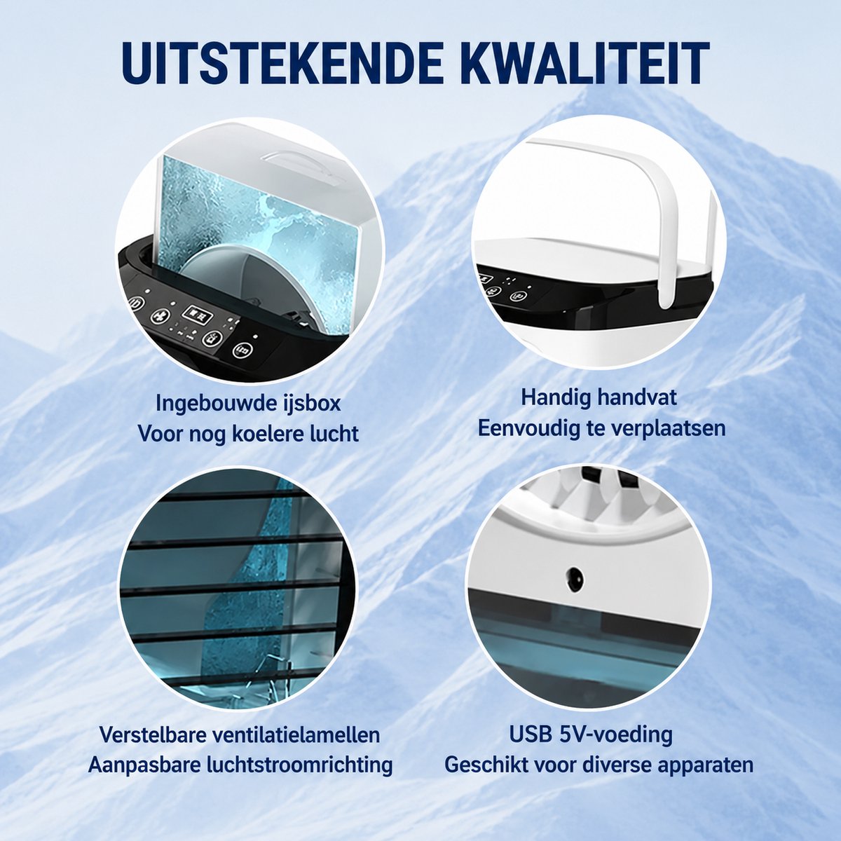 Airco - Mobiele airco - Mini airco - Draagbare airconditioner - Draagbare airconditioning - 3 Verschillende standen — afbeelding 4