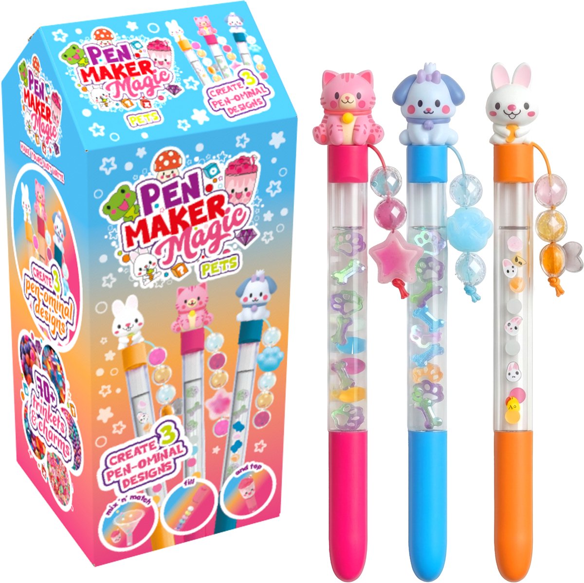 Pen Maker Magic - Mini: Dieren - Maak 3 unieke pennen met kralen, bedels en dierfiguren