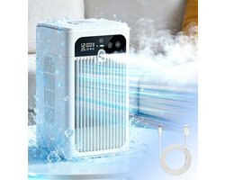 Draagbare Luchtkoeler met Verneveling - 3-in-1 Mini Air Cooler, Ventilator en Luchtbevochtiger - Stil 20 dB - Oplaadbaar - 370 ml Watertank