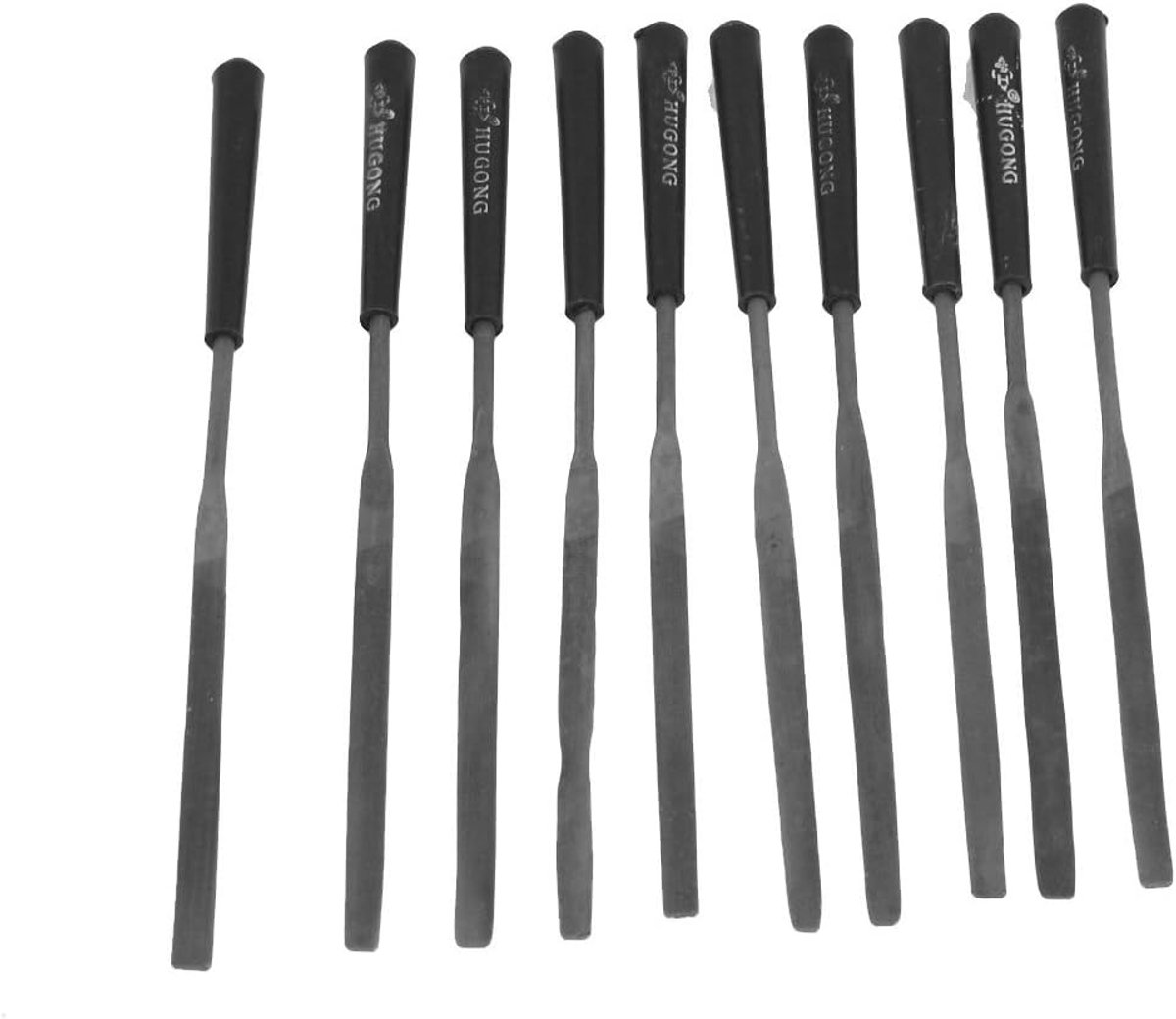 Plastic Vijlen Set - Metaalvijlen Houtvijlen - Materiaal Bewerken - Ergonomische Handgrepen - 10 Stuks 3mm - Zwart Grijs