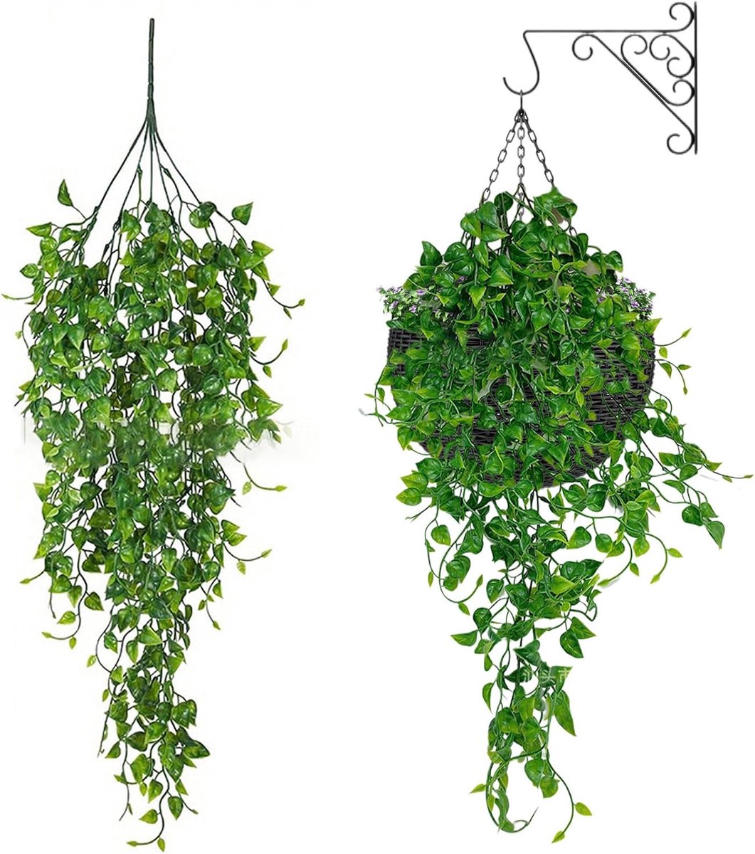 Kunstplanten Set - Nep Groen - Woon Decoratie - Realistisch Effect - 81 cm Hoog - Groen