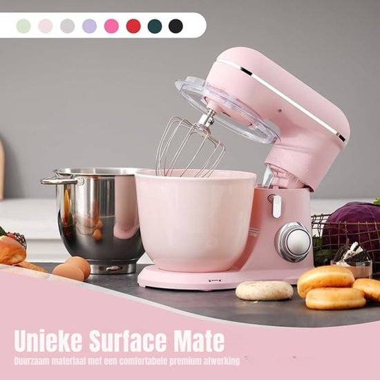 QORA® Mixer met mengkom - Mixer - Mixer met mengkom keukenmachine - Roze - ‎22cm x 36cm x 33cm van Qora — afbeelding 4