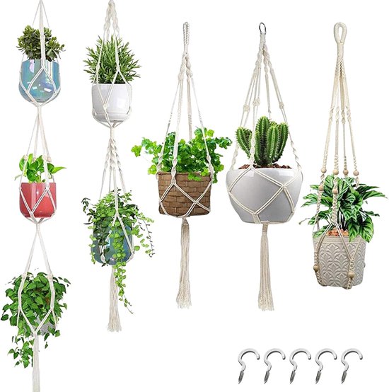 Bloempotten Set - Plantenhouders - Binnen Decoratie - Antislip Ontwerp - 5 Stuks - Wit