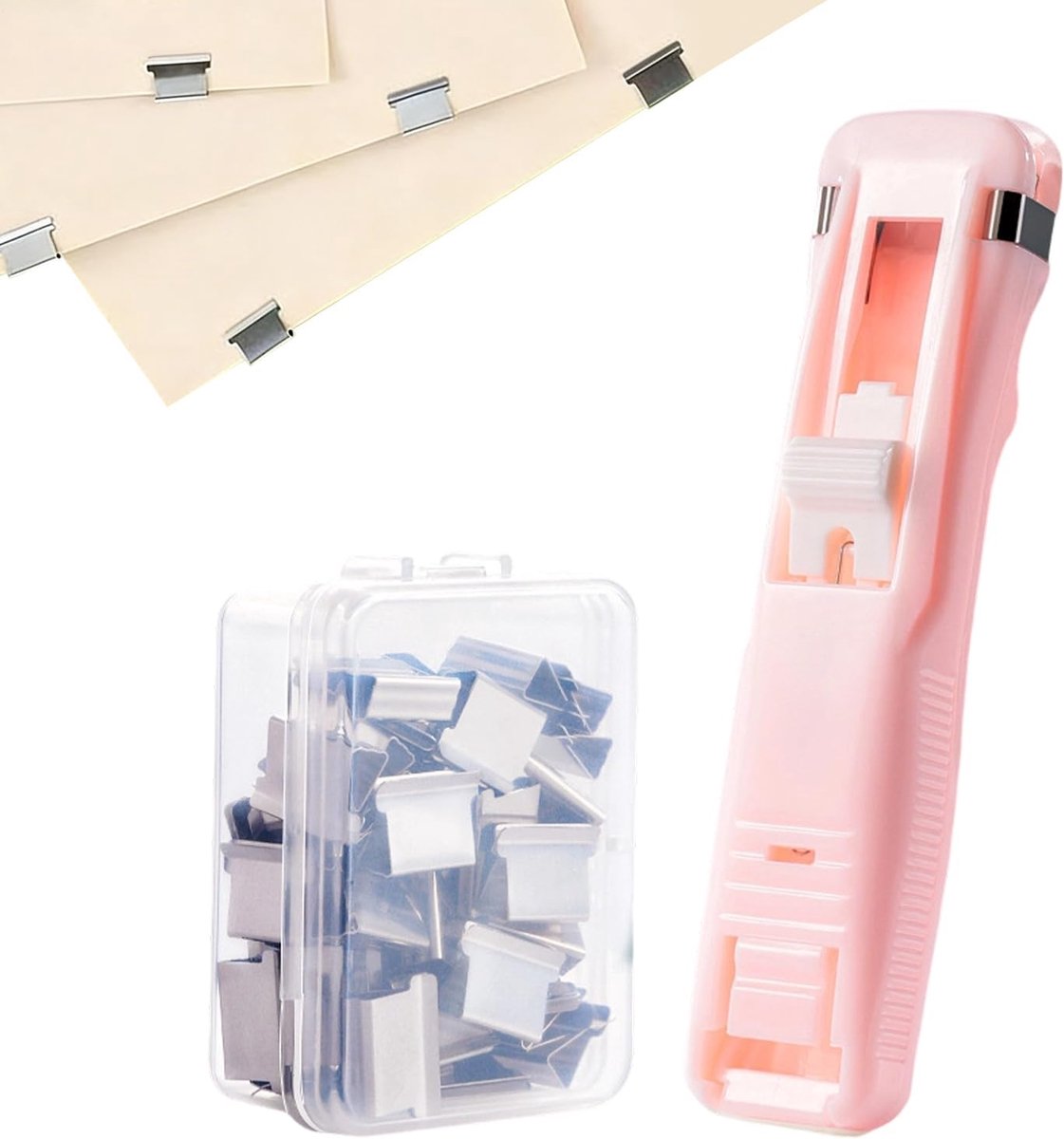 Nietmappen - Papierklemmen - Documenten organiseren - Zonder nietjes - 40 vellen - Roze
