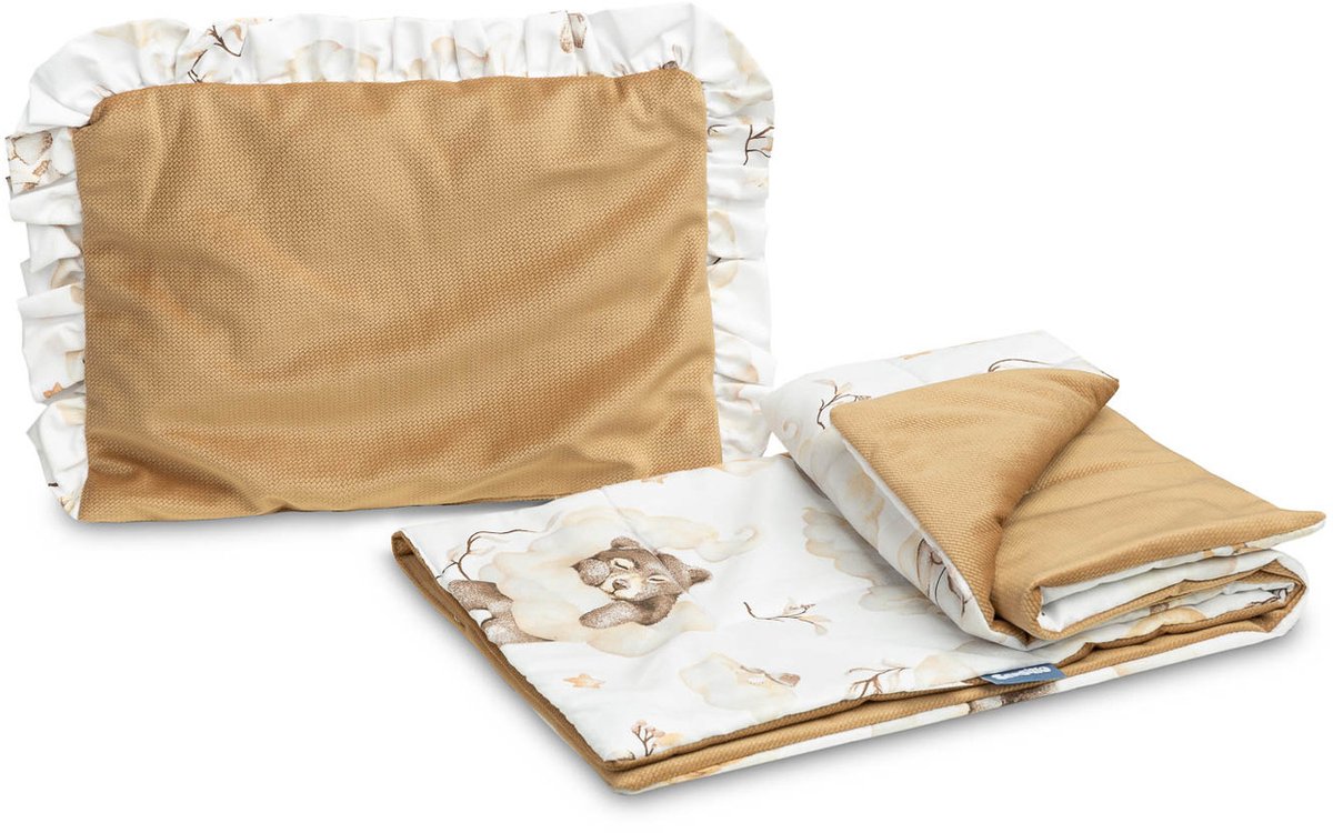 Sensillo Velvet Serie - Kinderwagenaccessoire - Beige - Falbank - Hoogwaardige Stoffen