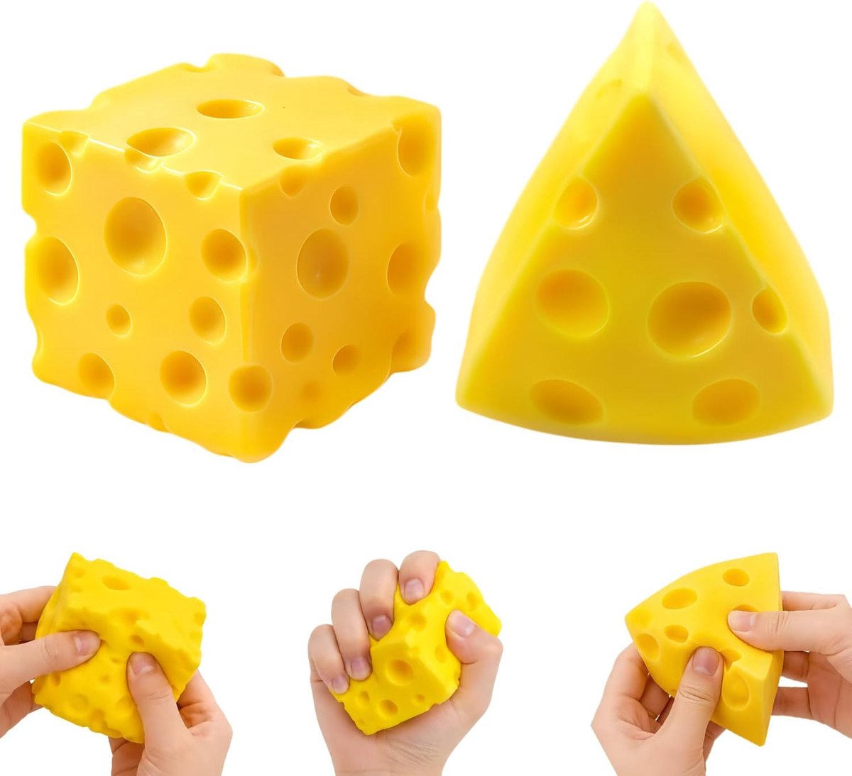 Slow Rising Squishy Toy - 2 stuks - kaasvorm - Fidget Squishy - Zachte Stressverlichtend Speelgoed - Anti Stress Speelgoed - Knijp Speelgoed - Langzame Squishy - Fidget Toys - Stress Relief Speelgoed - Angstverlichting - Voor kinderen en volwassenen