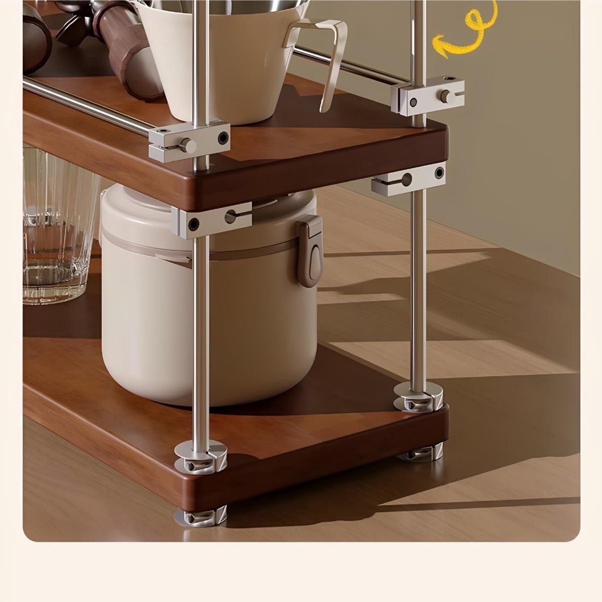 Kopjes Organizer - Mokkenrek - Koffie Station - Massief Houten - 40 x 13.5 cm - Bruin