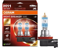Osram Night Breaker Serie - H11 Halogeenlampen - 220% Meer Licht - Moderne Look