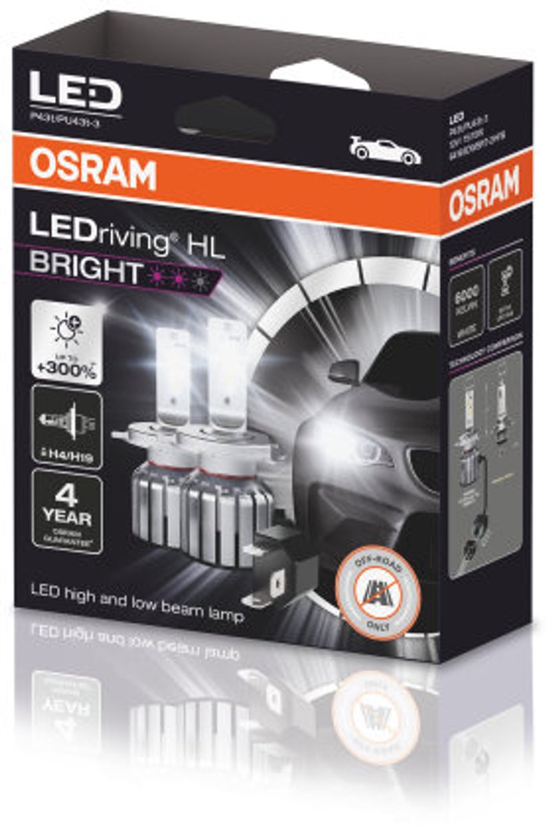 Osram LEDriving HL BRIGHT Serie - LED Retrofit Koplamp - H4/H19 - 6000K Koude Witte Licht – foto 2
