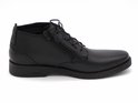 Zwarte Rieker veterboot met ritssluiting, veters en reliëf.