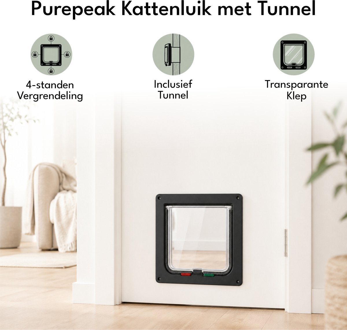 Purepeak Kattenluik met Tunnel - Kattenluik voor Binnendeur thumbnail 2