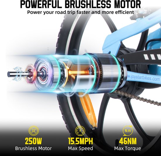 STARMOTO Radspur Elektrische Mountainbike - 20 Inch - 250W Motor - Vering Voorvork - Blauw — afbeelding 3