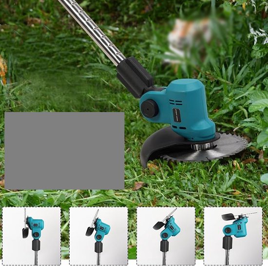 Verstelbare Elektrische Grastrimmer - 3 Verwisselbare Messen (Metaal En Kunststof) - Zuiver Koperen Motor 18000 Tpm Max. - Telescopische Steel 98-128 cm - Blauw — afbeelding 5